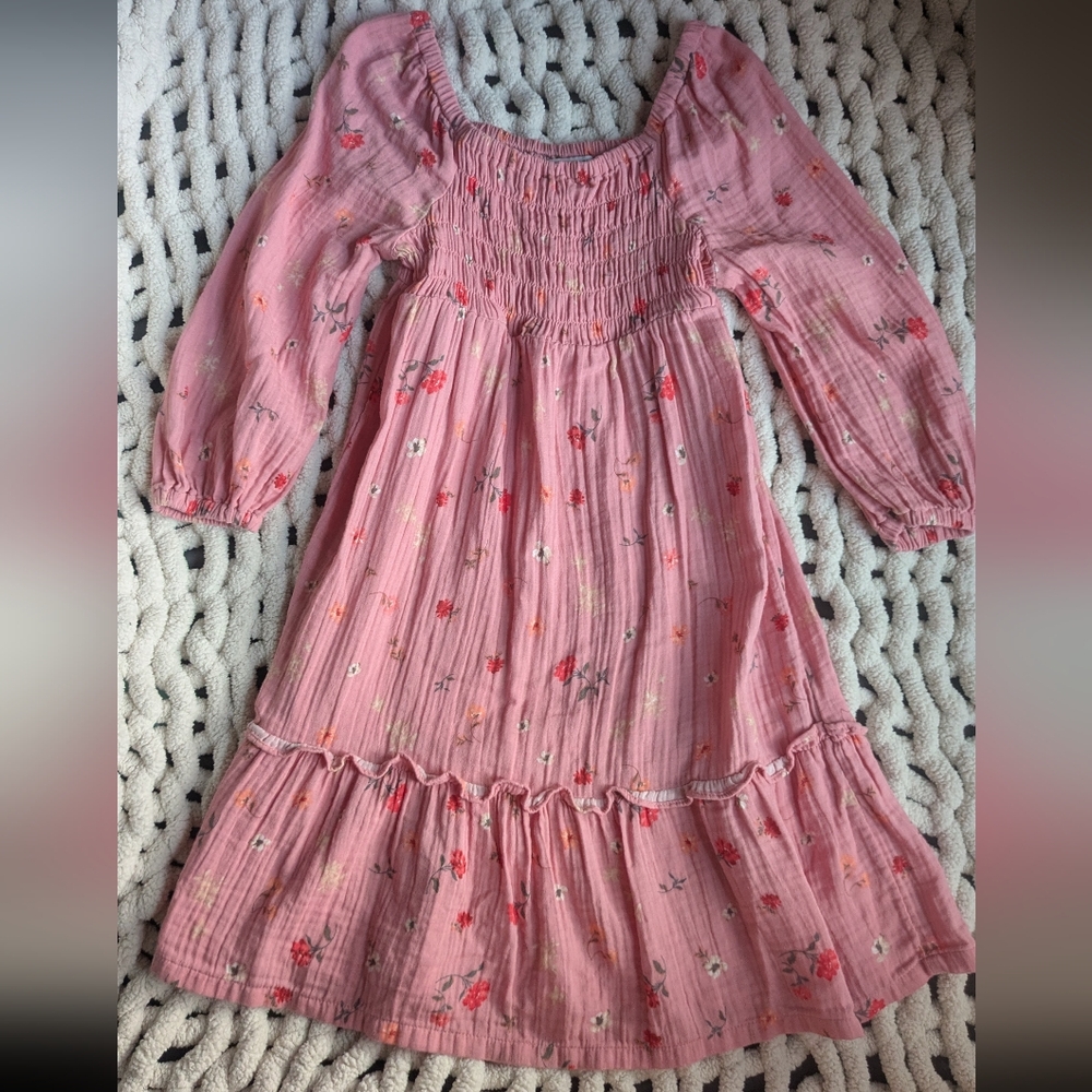 Old Navy Pink Smocked Top with Floral Accents